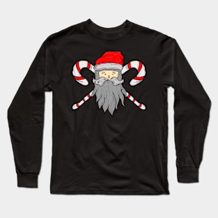 Santa with Christmas Stick Long Sleeve T-Shirt